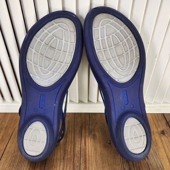 Crocs Isabella Strappy Jelly Sandals Womens Sz 8 Blue Ivory Slip On Shoes 202465 - Picture 7 of 9